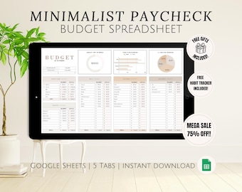 Paycheck Budget Wage Google Sheets Spreadsheet for Full-Time Workers Easy-to-Use Instant Download for First-Time Homebuyers New Homeowners