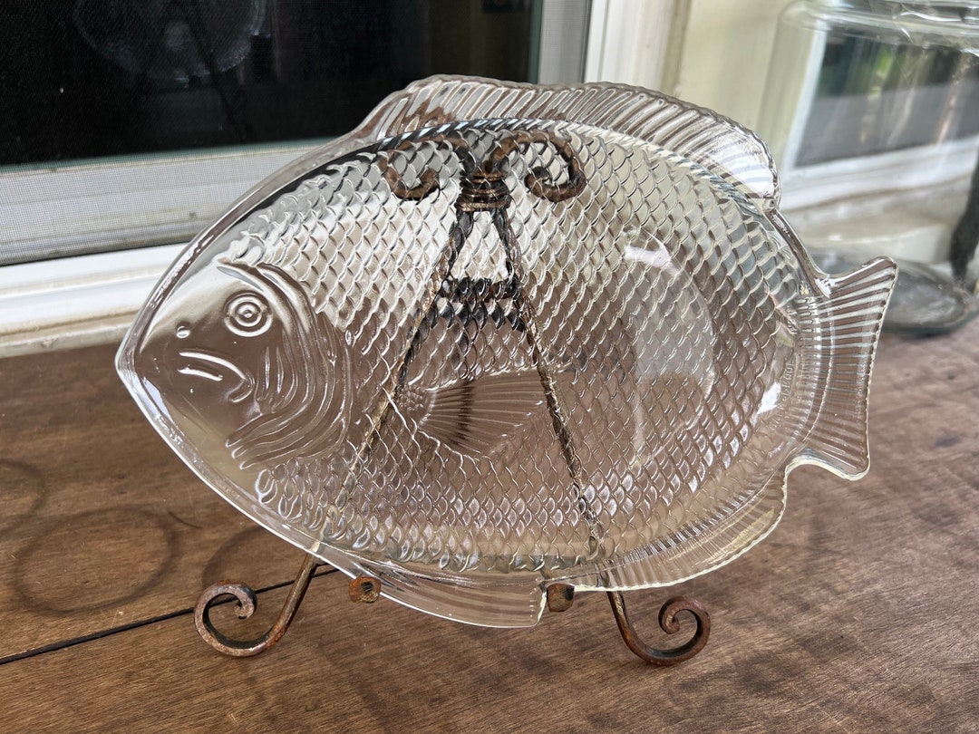 Vintage Anchor Hocking Clear Glass Fish Serving Plate, 11 X 8 Etsy