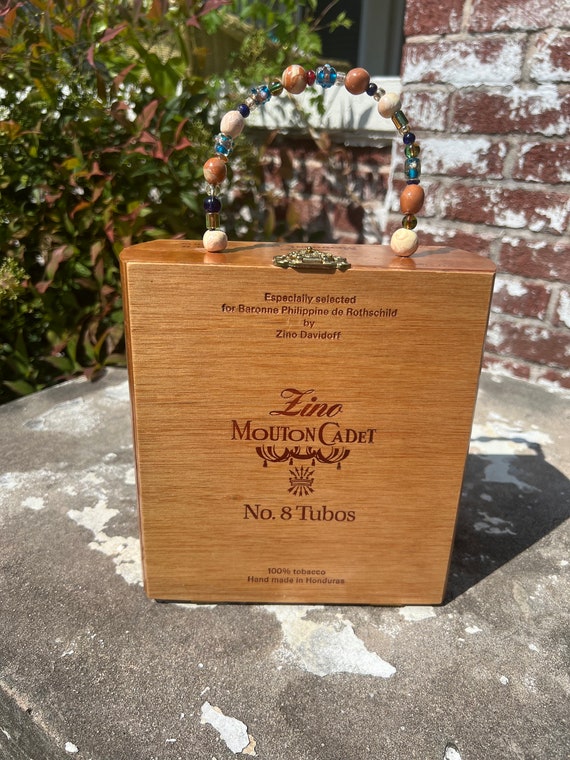Zina Mouton Cadet VTG Cigar Box Purse Handmade On… - image 1