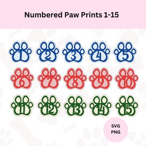 Genummerde pootafdrukken SVG | Digitale download | Pootafdruk nummer Svg | Pootafdruk Svg | Digitaal snijbestand | Svg voor Cricut