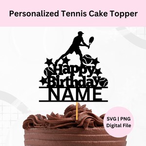 Svg de décoration de gâteau de tennis personnalisée | Téléchargement numérique | Tennis Svg | Svg de décoration de gâteau | Panneau anniversaire tennis
