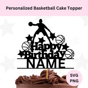Gepersonaliseerde basketbal taart topper Svg | Digitale download | Aangepaste naamtaarttopper | Basketbaltaarttopper | Taarttopper Svg