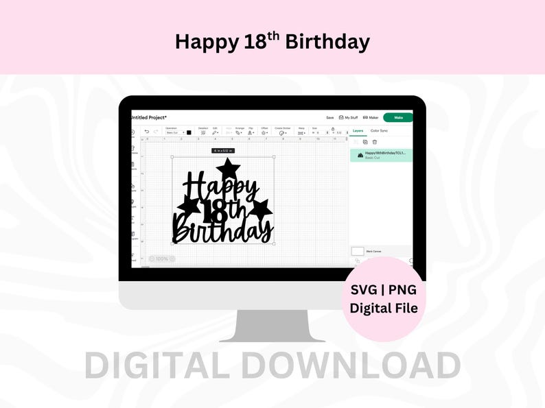 Happy 18th Birthday Cake Topper Svg | 18th Birthday SVG | Digital ...