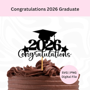 Adorno para tarta de graduación (Svg) de 2026 / Descarga digital / Adorno para tarta de graduación (Svg) de 2026