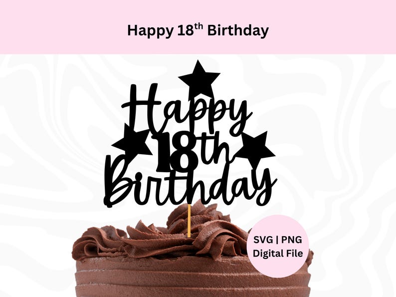 Happy 18th Birthday Cake Topper Svg | 18th Birthday SVG | Digital ...