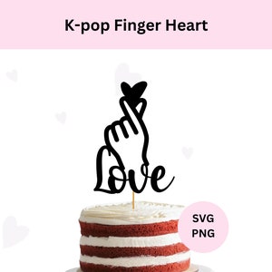 Arquivo de corte de coração de dedo K-pop, coração de dedo SVG, coração de dedo coreano, SVG para Cricut, topper de bolo K-pop, topper de bolo de coração de dedo coreano
