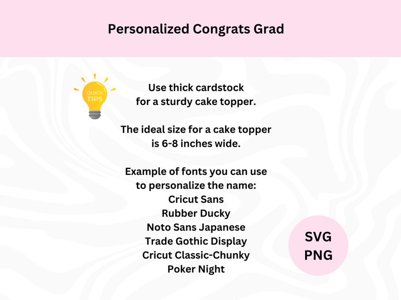 Personalized Congrats Grad Svg Digital Download Graduation Cake Topper ...
