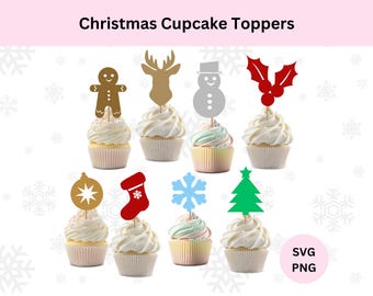 Christmas Cupcake Toppers SVG | Digital Download | Christmas SVG | Holiday Cupcake Toppers | Christmas SVG | Cake Topper Svg