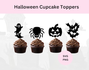 Halloween Cupcake Toppers SVG,  DIY cake and cupcake toppers SVG,  Halloween svg cut files, Digital Download, Cake decoration