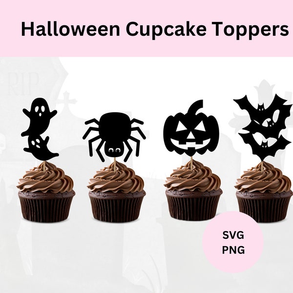 Halloween Cupcake Toppers SVG,  DIY cake and cupcake toppers SVG,  Halloween svg cut files, Digital Download, Cake decoration