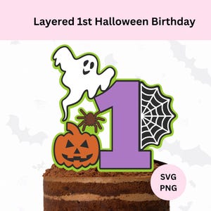 1er étage de décoration de gâteau d'anniversaire Halloween Svg | Un Svg effrayant | Téléchargement numérique | Décoration de gâteau d'Halloween | Svg pour gâteau en couches