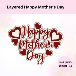 Feliz Día de la Madre Svg / Descarga digital / Adorno para tarta de capas para el Día de la Madre / Adorno para tarta de capas Svg / Feliz Día de la Madre Png