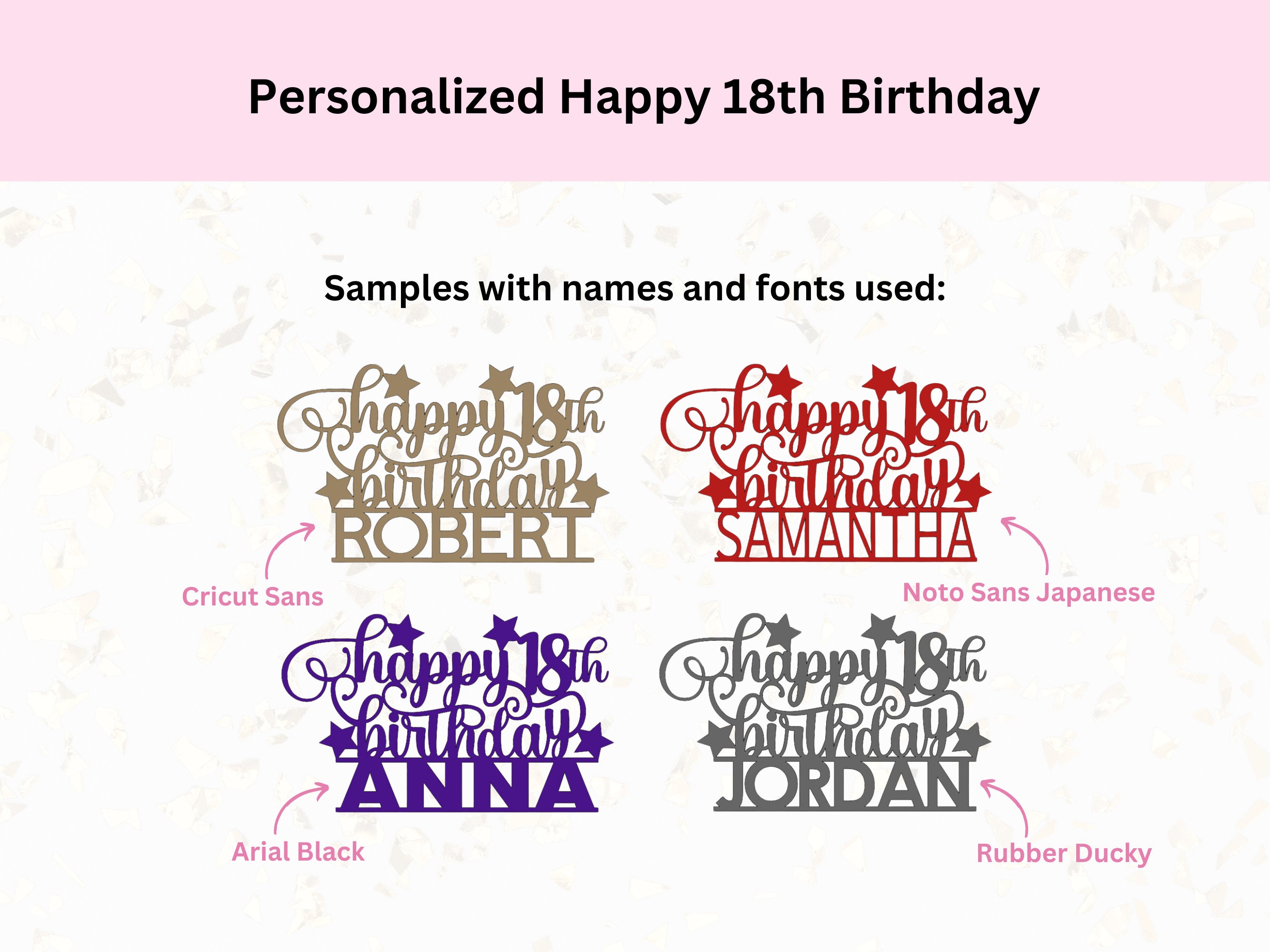 Personalized Happy 18th Birthday Cake Topper Svg | Digital Download ...