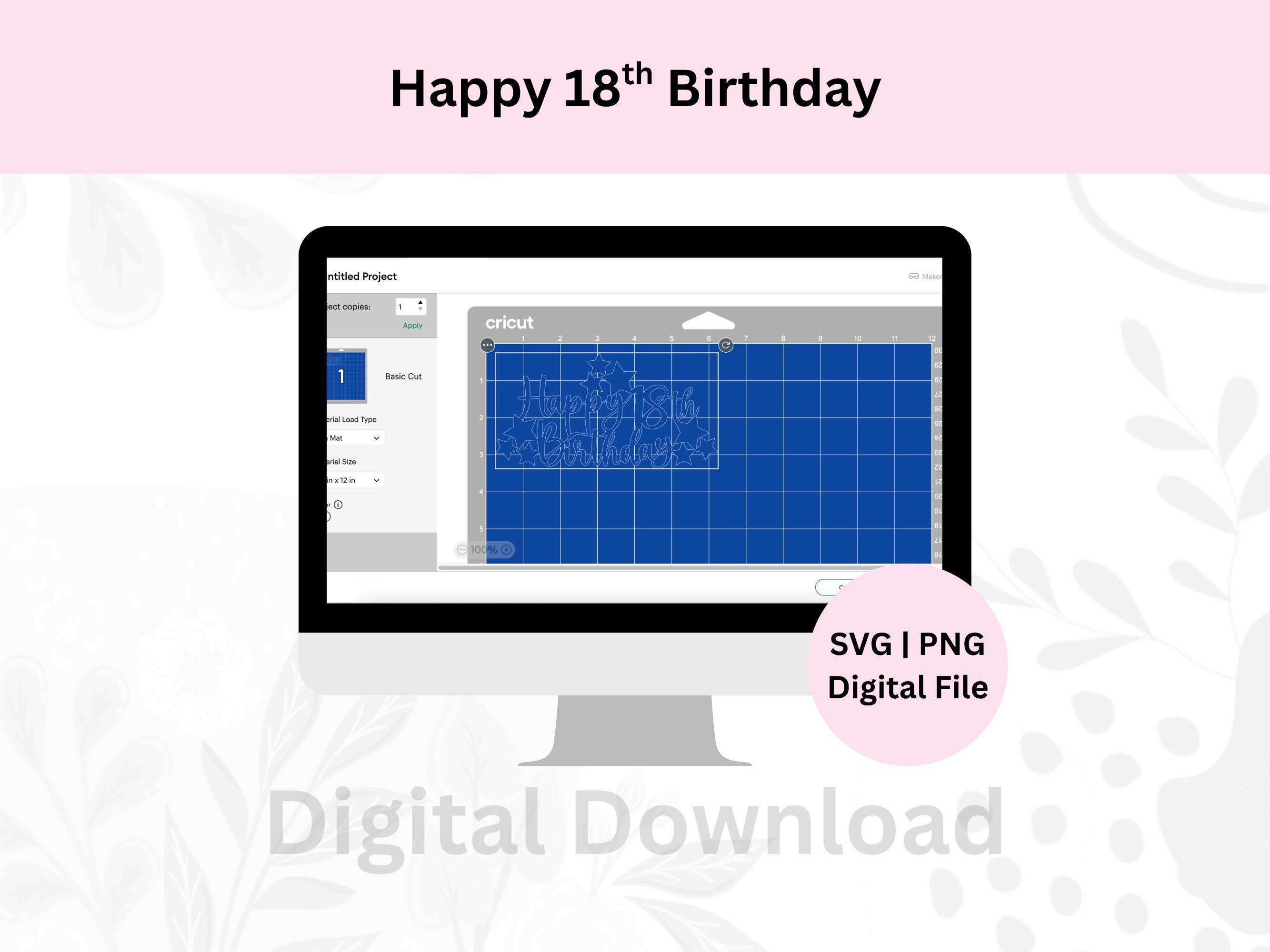 Happy 18th Birthday Svg | Digital Download | Cake Topper Svg | 18th ...