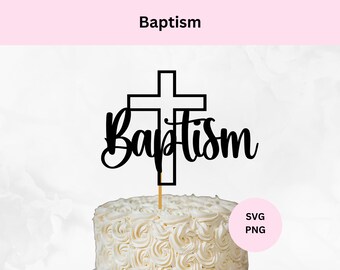 Arquivo de corte de topper de bolo de batismo, SVG de batismo, download digital, topper de bolo DIY, SVG para cricut, download instantâneo