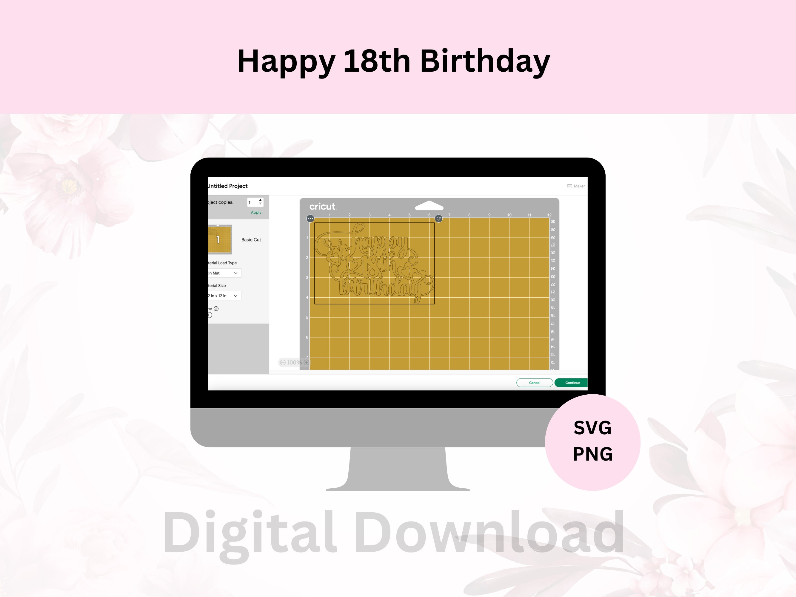 Happy 18th Birthday Cake Topper Svg | Digital Download | 18th Birthday ...
