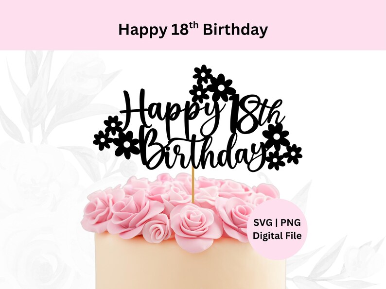 Happy 18th Birthday Svg | Digital Download | Cake Topper Svg | 18th ...