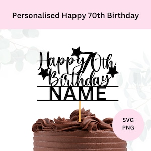 Gâteau Svg personnalisé joyeux 70e anniversaire en téléchargement numérique Svg de gâteau 70e anniversaire Joyeux 70e anniversaire