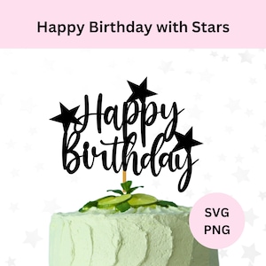 Happy Birthday Cake Topper SVG,  Happy Birthday cut file, cut file for cricut, DIY cake topper, Happy Birthday SVG