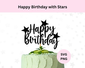 Happy Birthday Cake Topper SVG,  Happy Birthday cut file, cut file for cricut, DIY cake topper, Happy Birthday SVG