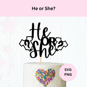Él o ella Cake Topper File, Él o ella Topper SVG, Él o ella Svg, Género Reveal topper, Cortar archivo Cricut, DIY cake topper, Género revelar