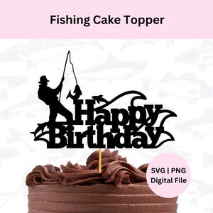 Svg de gâteau d'anniversaire de pêche | Téléchargement numérique | Svg pêche | Fichier numérique découpé | Svg de décoration de gâteau
