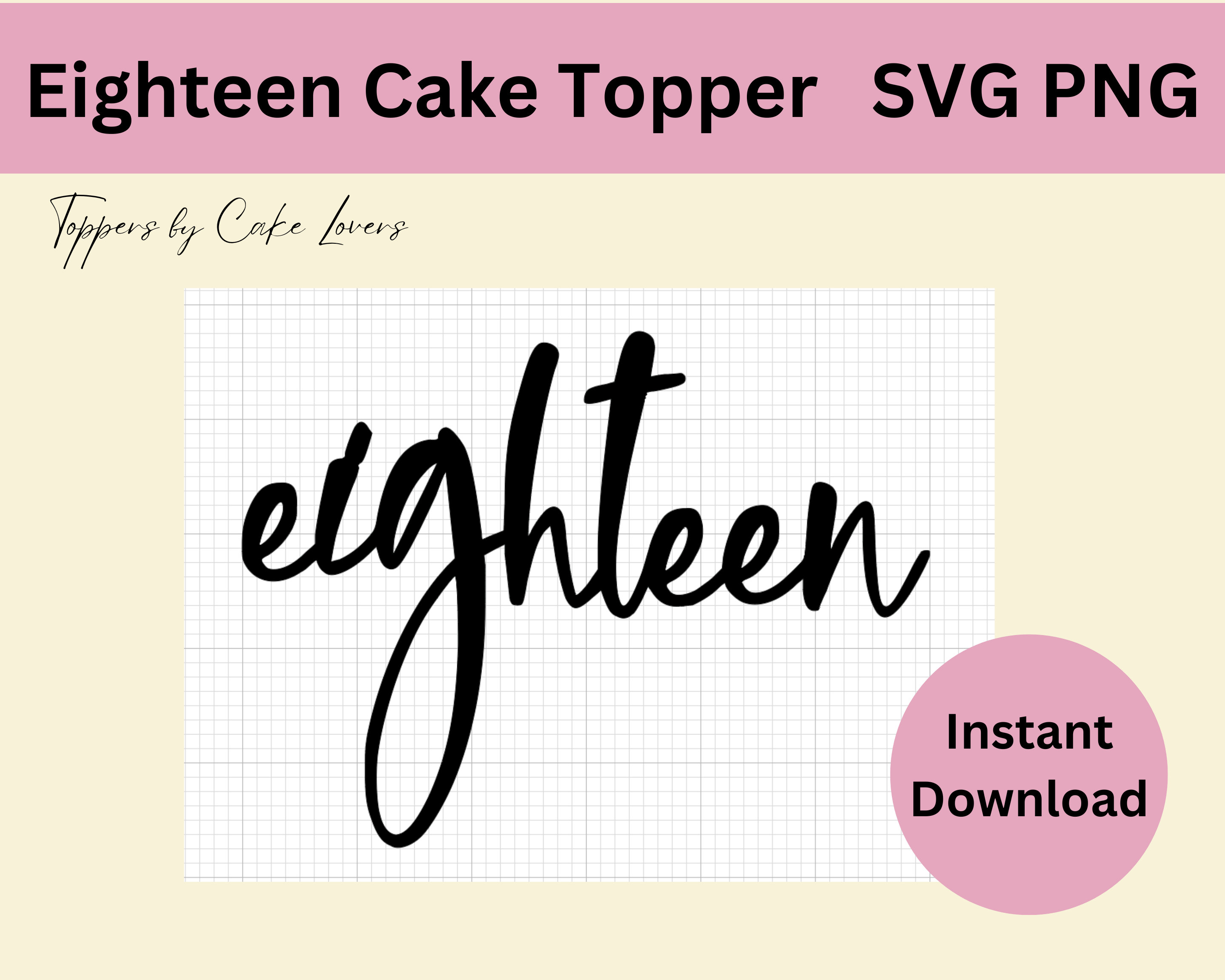 Eighteen Cake Topper SVG Instant Download 18th Cake Topper - Etsy Australia