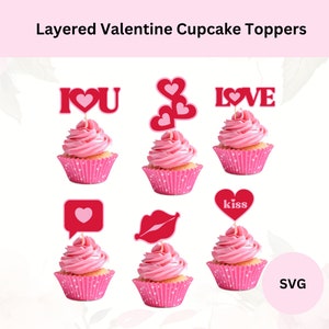 Valentinstag Cupcake Toppers svg Digitaler Download Valentine Toppers svg glücklicher Valentinstag Valentine Bundle svg