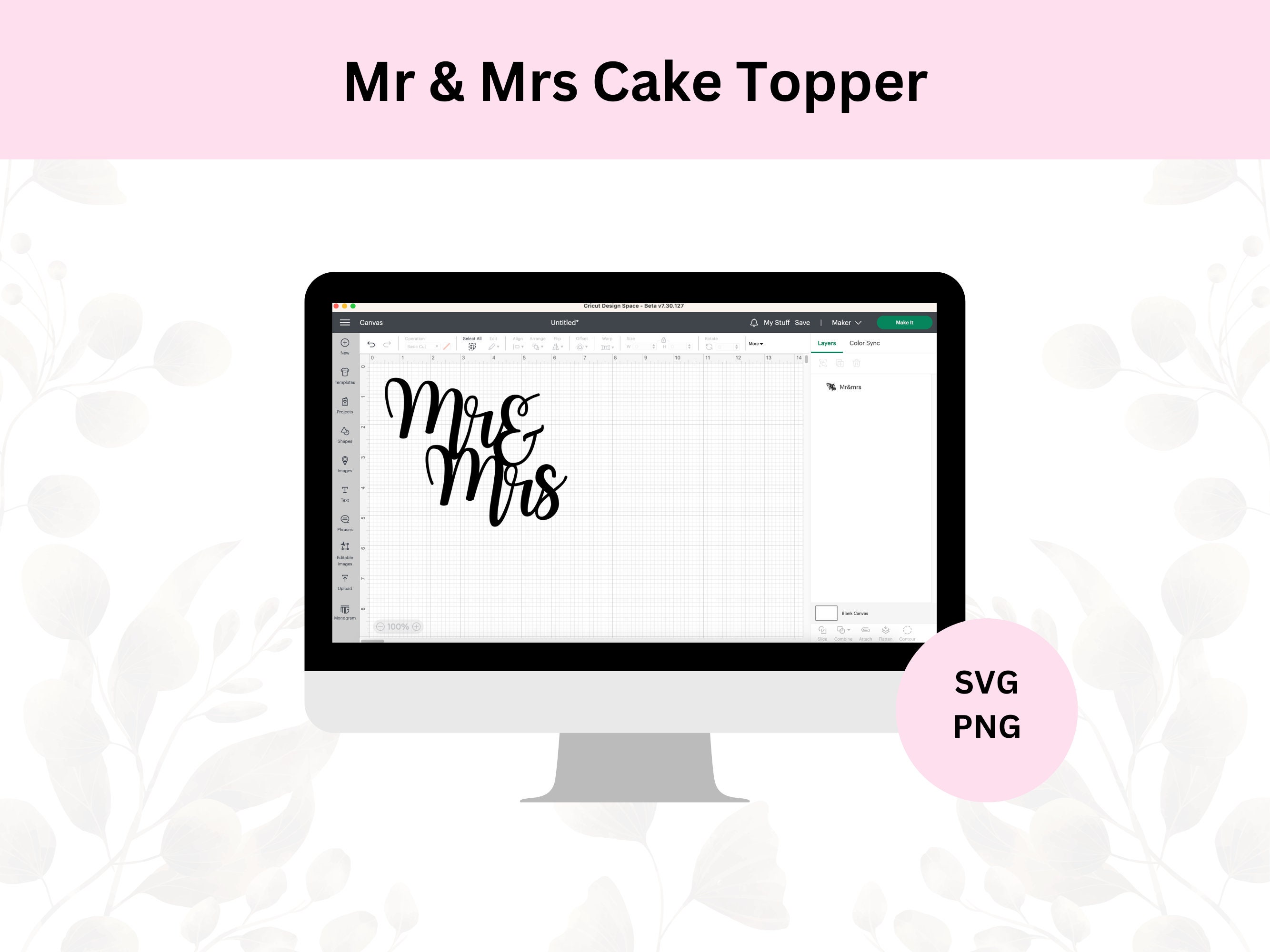 Mr & Mrs Cake Topper Svg, Wedding Cake Topper Svg, Digital Download ...