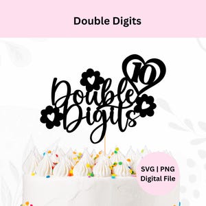 Doppelte Ziffern Kuchen Topper | Digitaler Download | 10. Geburtstag Cake Topper svg | DIY Kuchenstecker | Kuchen Topper svg
