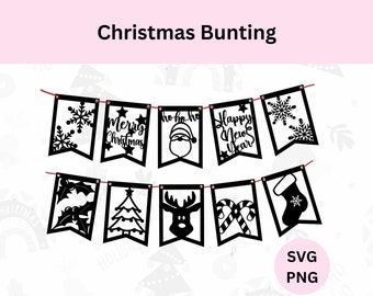 Christmas Bunting SVG | Christmas Flags Bundle SVG | Digital Download | Christmas Garland | Christmas Banner SVG | Holiday Bunting Flags
