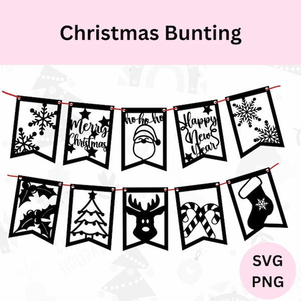 Christmas Bunting SVG | Christmas Flags Bundle SVG | Digital Download | Christmas Garland | Christmas Banner SVG | Holiday Bunting Flags