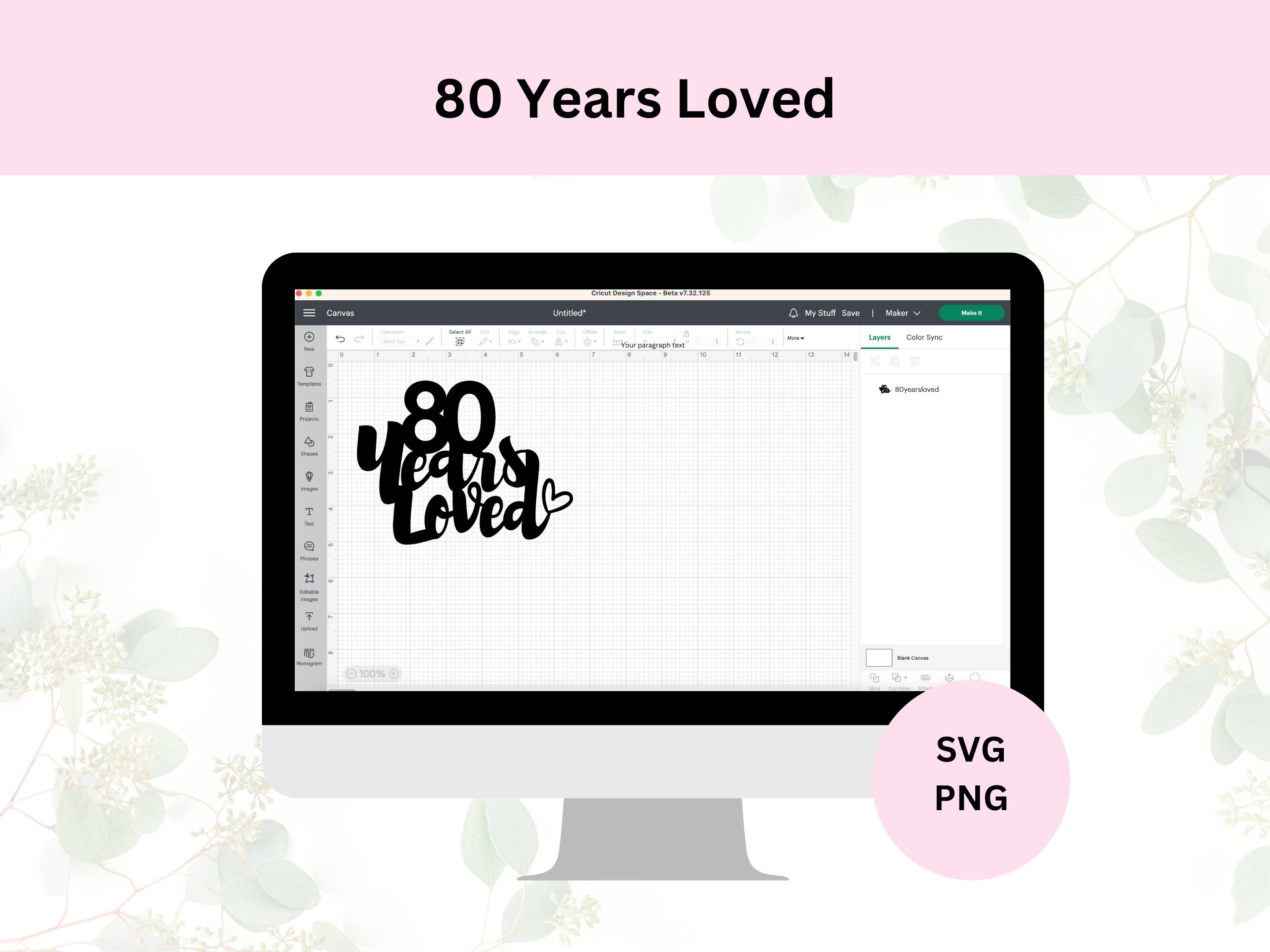 80 Years Loved Svg, 80th Birthday Cake Topper, SVG Cut File, Digital ...