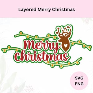 Merry Christmas Svg | Digital Download | Layered Merry Christmas Svg Cut File | Merry Christmas Cake Topper | Christmas Decoration Svg