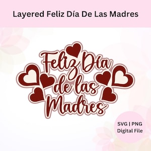 Feliz Día De Las Madres Svg | Téléchargement numérique | Joyeuse fête des mères pour gâteau Svg | Fichier numérique découpé | Décoration de gâteau en couches