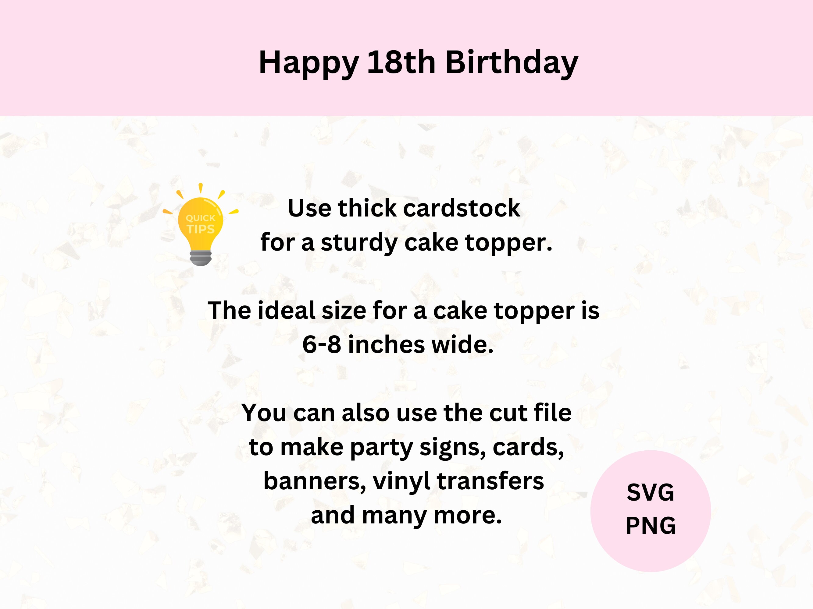 Happy 18th Birthday Cake Topper Svg | Digital Download | Happy 18th ...