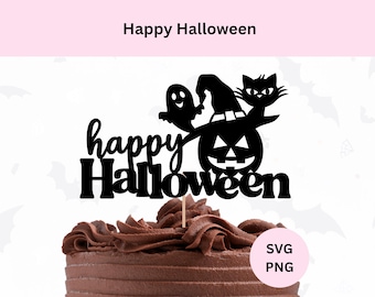 Fröhliches Halloween Dekor | Happy Halloween Cake Topper | Digitaler Download | Halloween-Svg | Digitale Schnittdatei