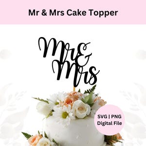 Mijnheer en mevrouw taart topper svg, bruidstaart topper svg, digitale download, digitaal snijbestand, DIY taart topper