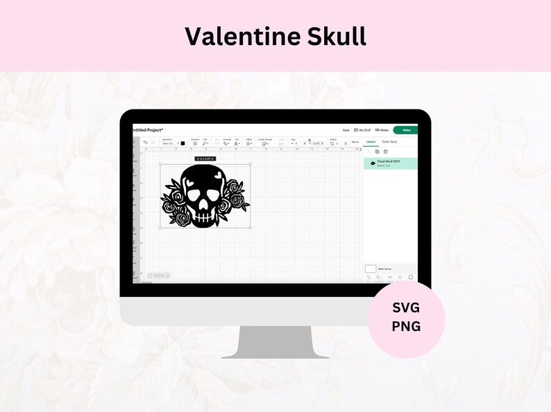 Valentine Skull Cake Topper Svg | Digital Download | Valentine Svg ...