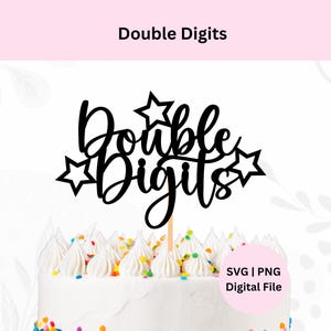 Dubbele cijfers taart Topper Svg | Digitale download | Taarttopper 10e verjaardag | Gelukkige 10e verjaardag Svg | Taarttopper Svg | DIY-taarttopper