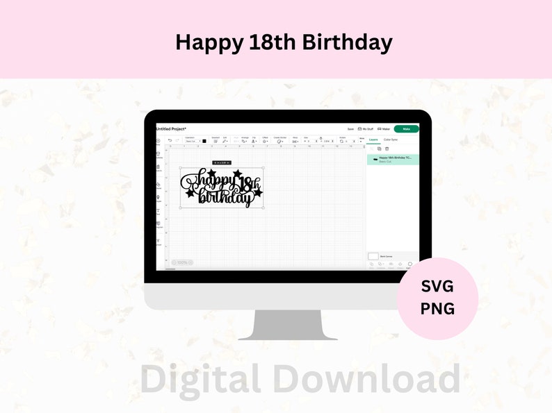 Happy 18th Birthday Cake Topper Svg | Digital Download | Happy 18th ...