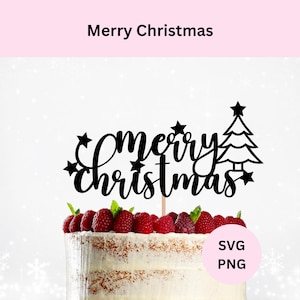 メリークリスマス SVG | デジタルダウンロード | クリスマスツリー SVG | クリスマスケーキトッパー SVG | クリスマスデコレーション | SVG カットファイル