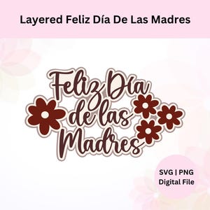 Feliz Día de las Madres en capas Svg / Descarga digital / Adorno para tarta del Día de la Madre Svg / Archivo de corte digital