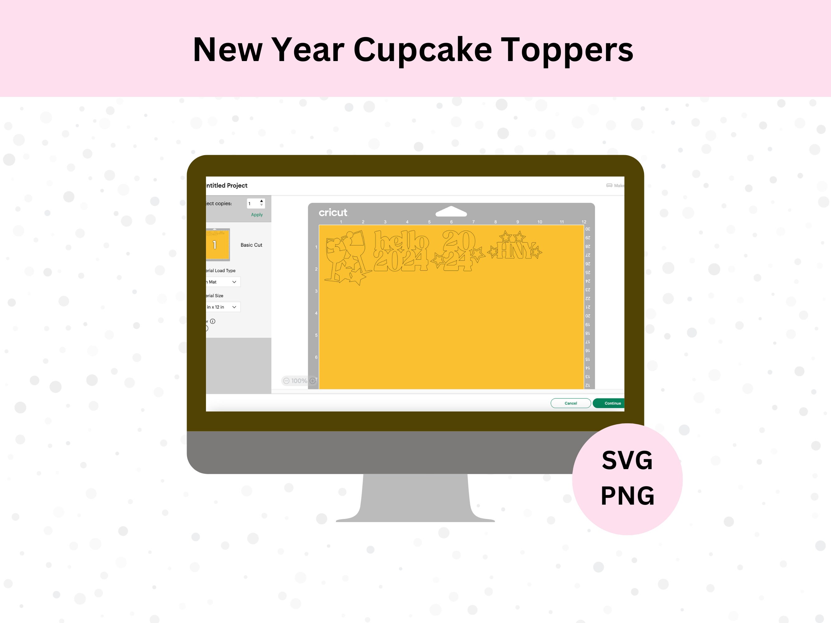 New Year Cupcake Toppers Svg Digital Download 2024 Cupcake Topper New