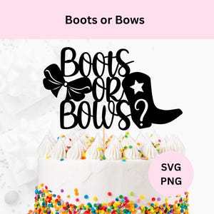 Botas o moños Svg / Descarga digital / Adorno para tarta de revelación de género Svg / Adorno para tarta de botas o moños Svg / Baby Shower de niño o niña
