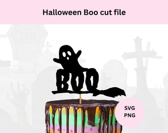 Boo Schmuck | Halloween-Kuchendeckel geschnitten Datei | Digitaler Download | Gruselige Cake Topper | Halloween-Dekor | Gespenst Cake Topper | Boo-Kuchen-Deckel