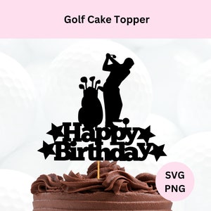 Topper de pastel de cumpleaños de golf svg / Descarga digital / Golfista svg / Pastel deportivo topper svg / svg para cricut