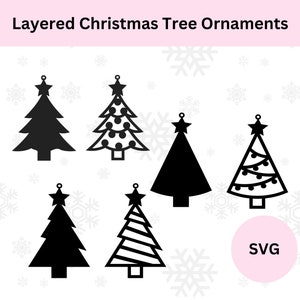 Layered Christmas Tree Ornament Svg | Christmas Tree Cut files |  Cut File Cricut | Digital Download | DIY Christmas decoration