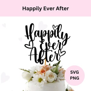 いつまでも幸せに暮らすケーキ トッパー SVG。ウェディング