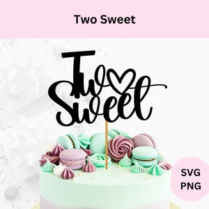Zwei süße svg | Digitaler Download | 2 Geburtstag Cake Topper | Kuchen Topper svg | Schneideplotter für Cricut | Zwei süße Cut-Datei-Svg Cut-Datei